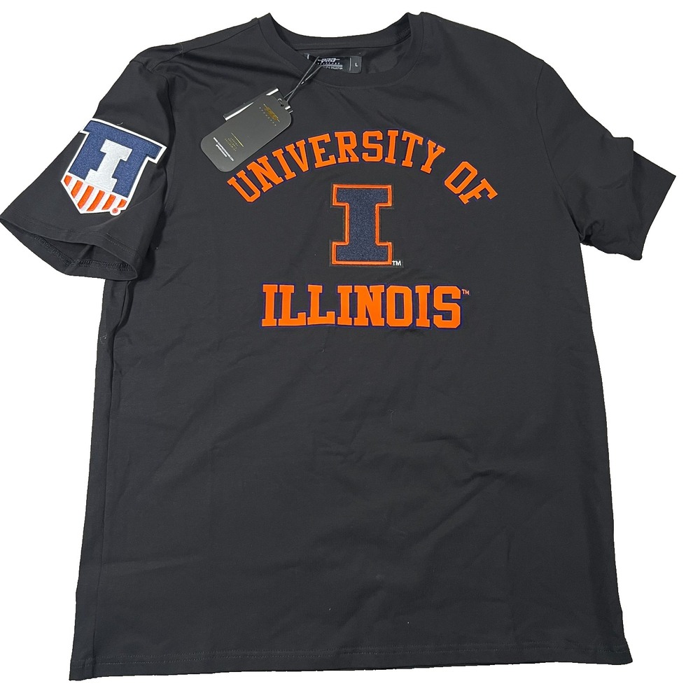 Pro Standard Mens Large Black Illinois Fighting Illini‎ Stacked Logo T-Shirt NWT